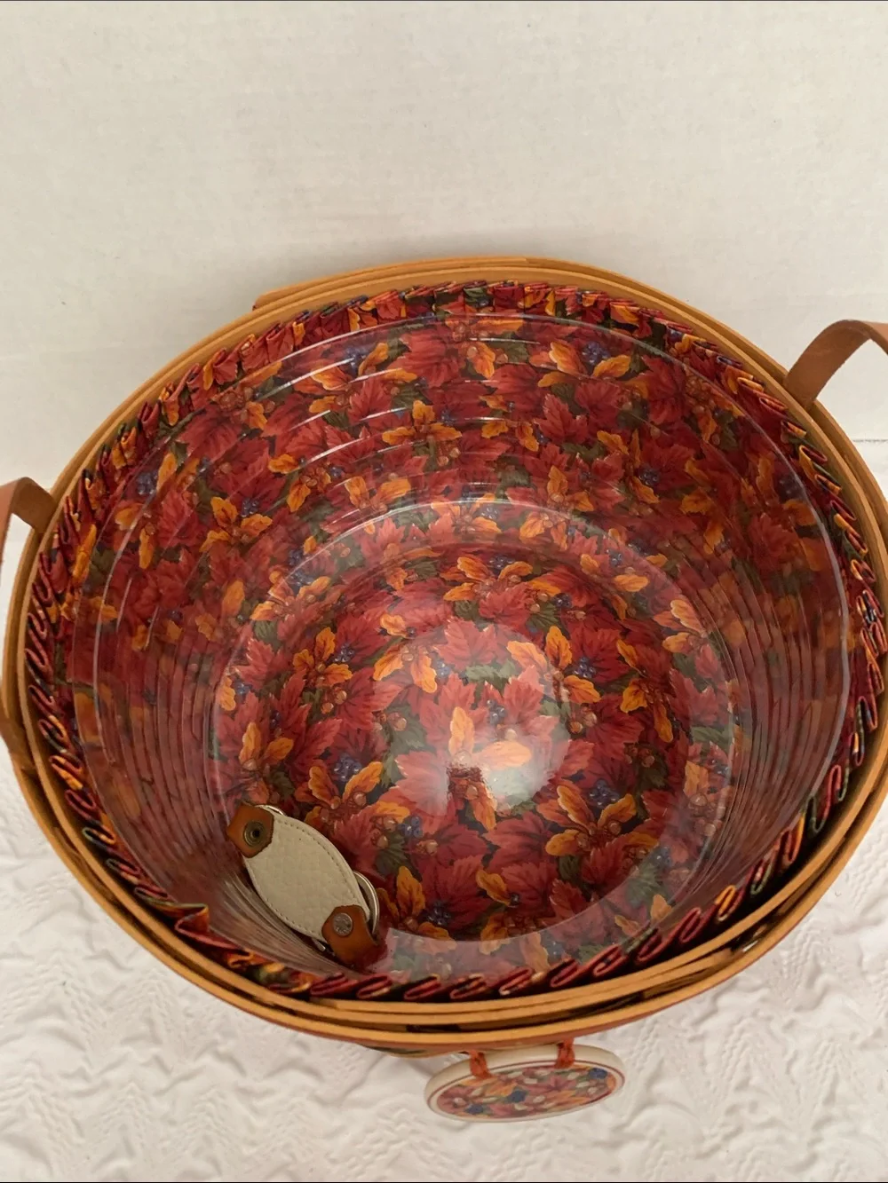 Longaberger 1995 Shades of Autumn Basket Plenty Liner Protector Display NEW READ